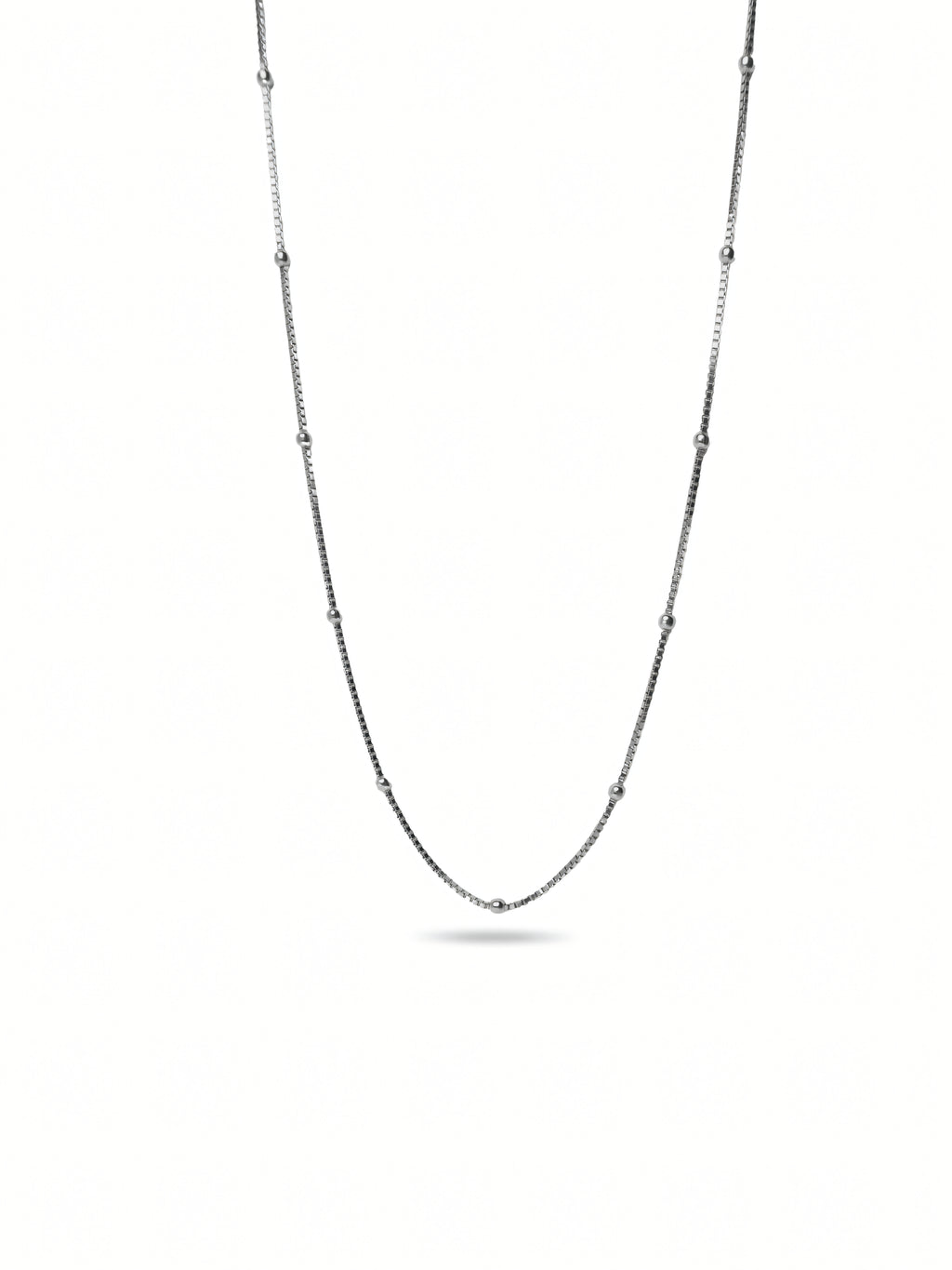 Silver Beaded Box Chain