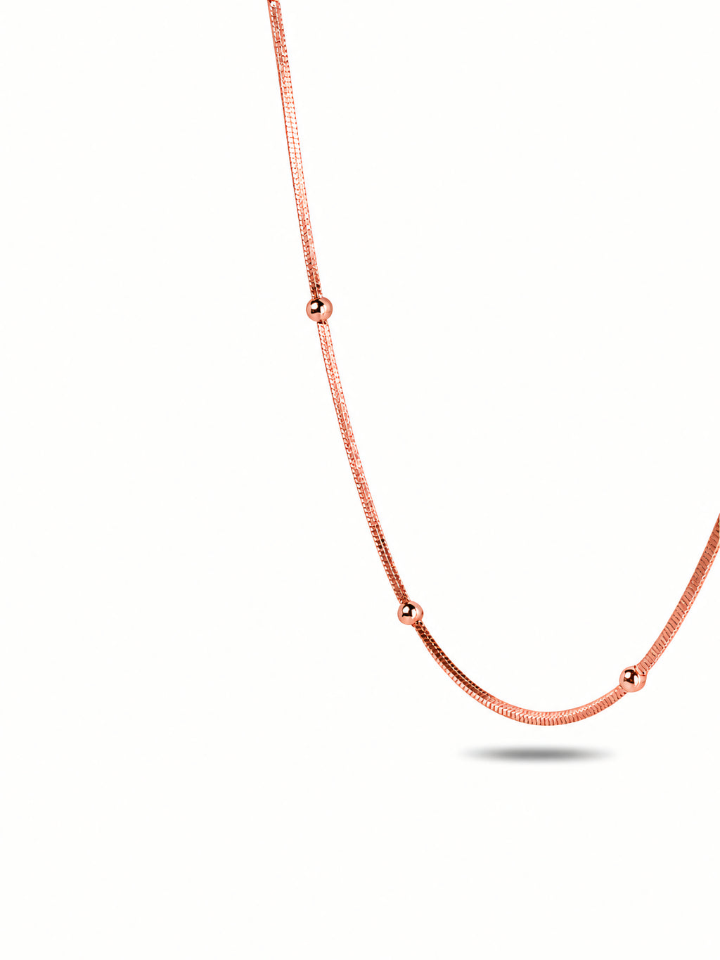 Silver Rose Gold Plated Beaded Snake Chain