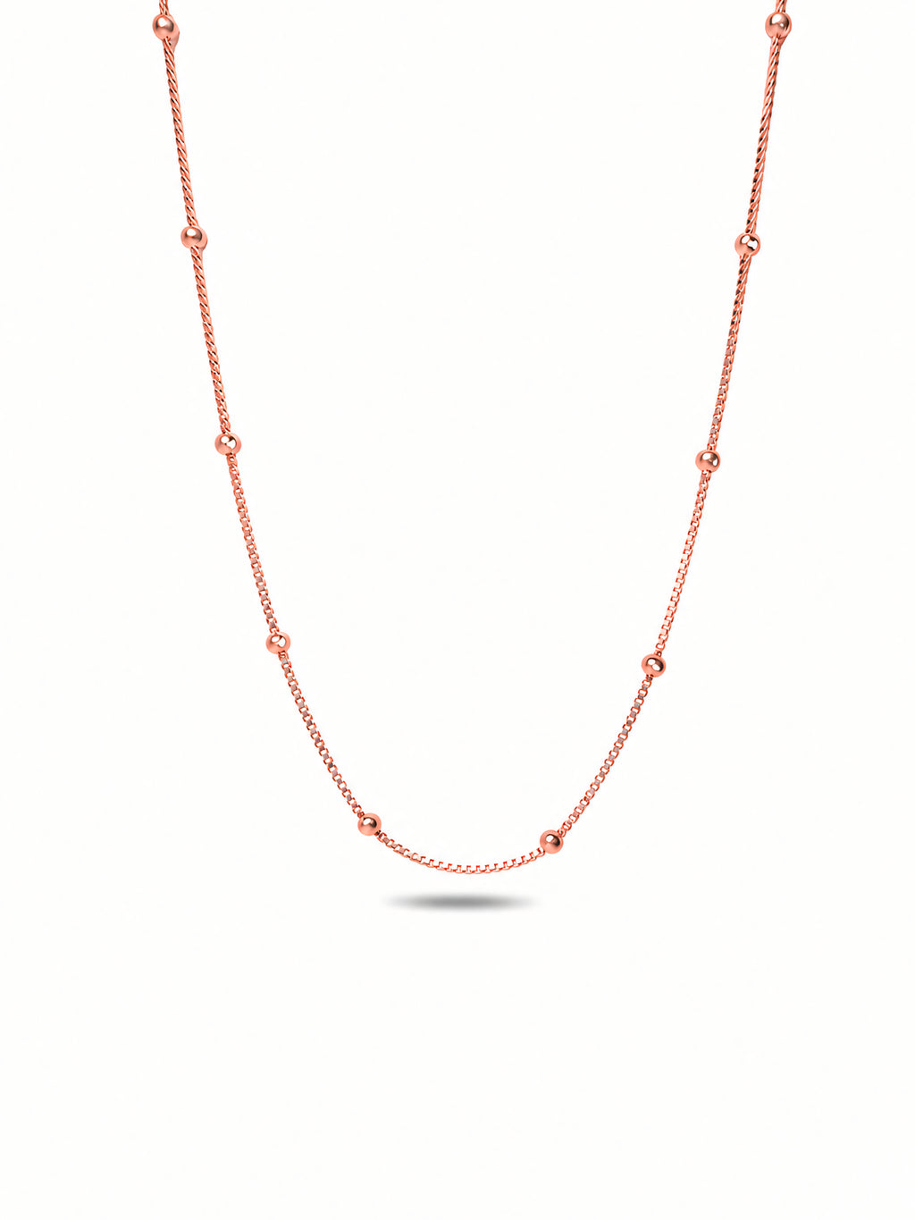 Silver Rose Gold Plated Beaded Box Chain