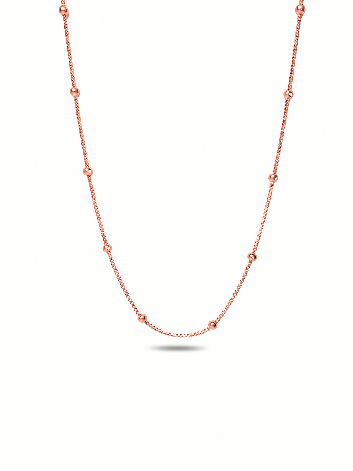 Silver Rose Gold Plated Beaded Box Chain