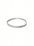 Silver Geometric CZ Rectangular Link Bracelet