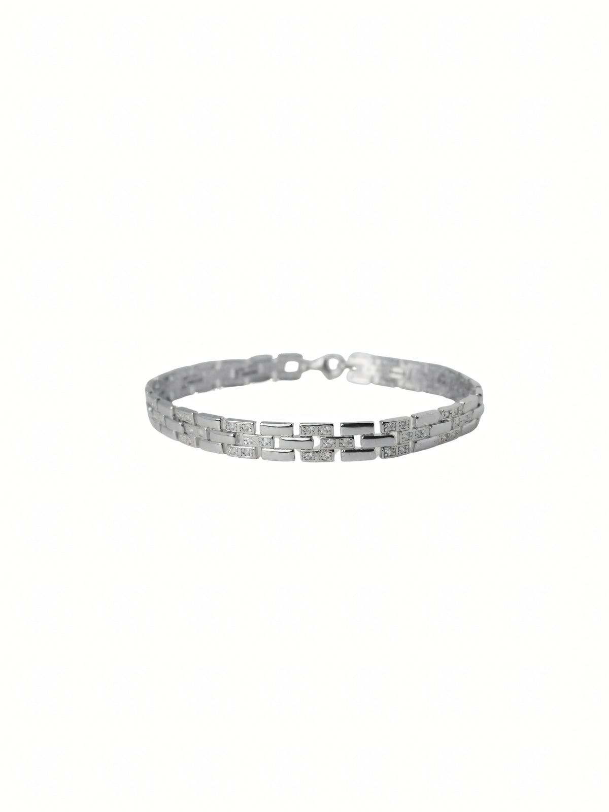 Silver Geometric Link Bracelet