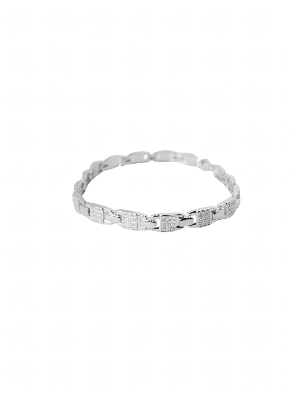 Silver CZ Link Bracelet