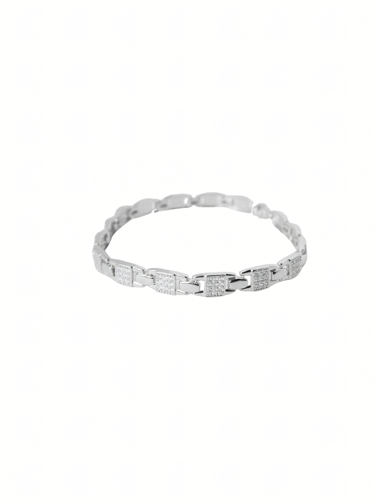 Silver CZ Link Bracelet