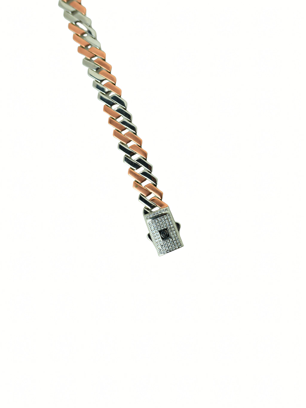 Silver Two-Tone Interlock Cuban Bracelet