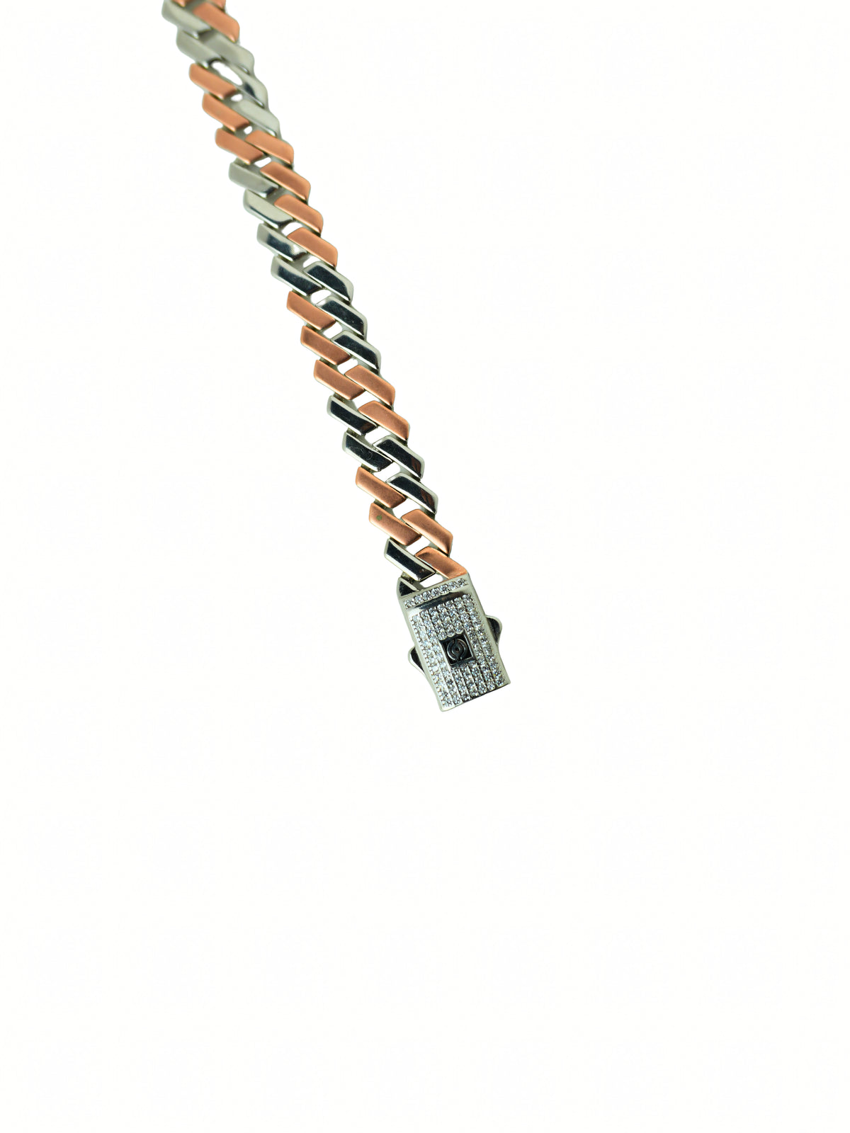 Silver Two-Tone Interlock Cuban Bracelet