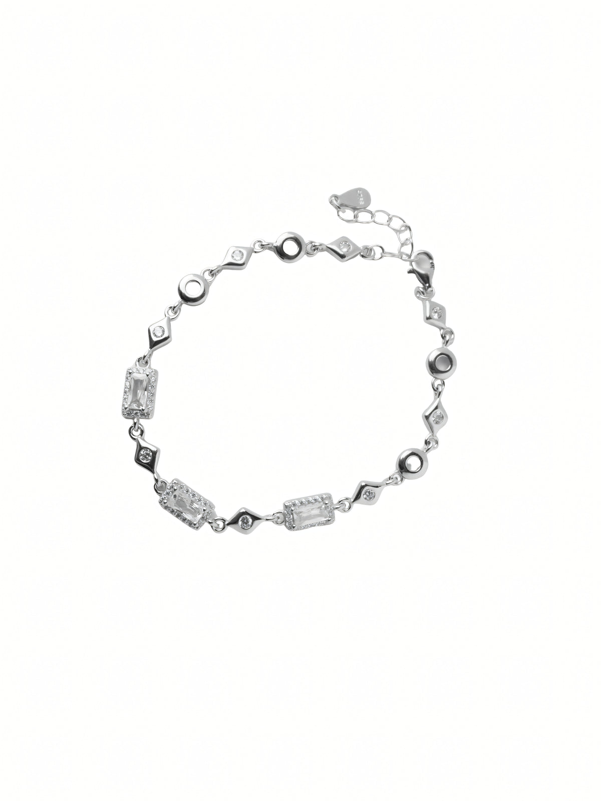 Silver Rectangular CZ Bracelet