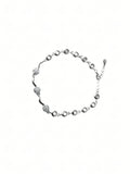 Silver Circle Link Bracelet with Crystal Accents