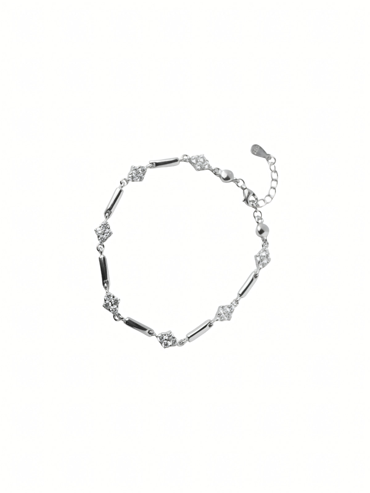 Silver Crystal Bar Link Bracelet