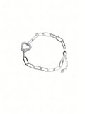 Silver Heart Pavé Chain Bracelet