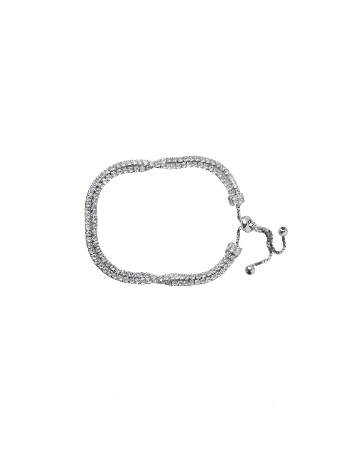 Silver Double Row CZ Tennis Bracelet