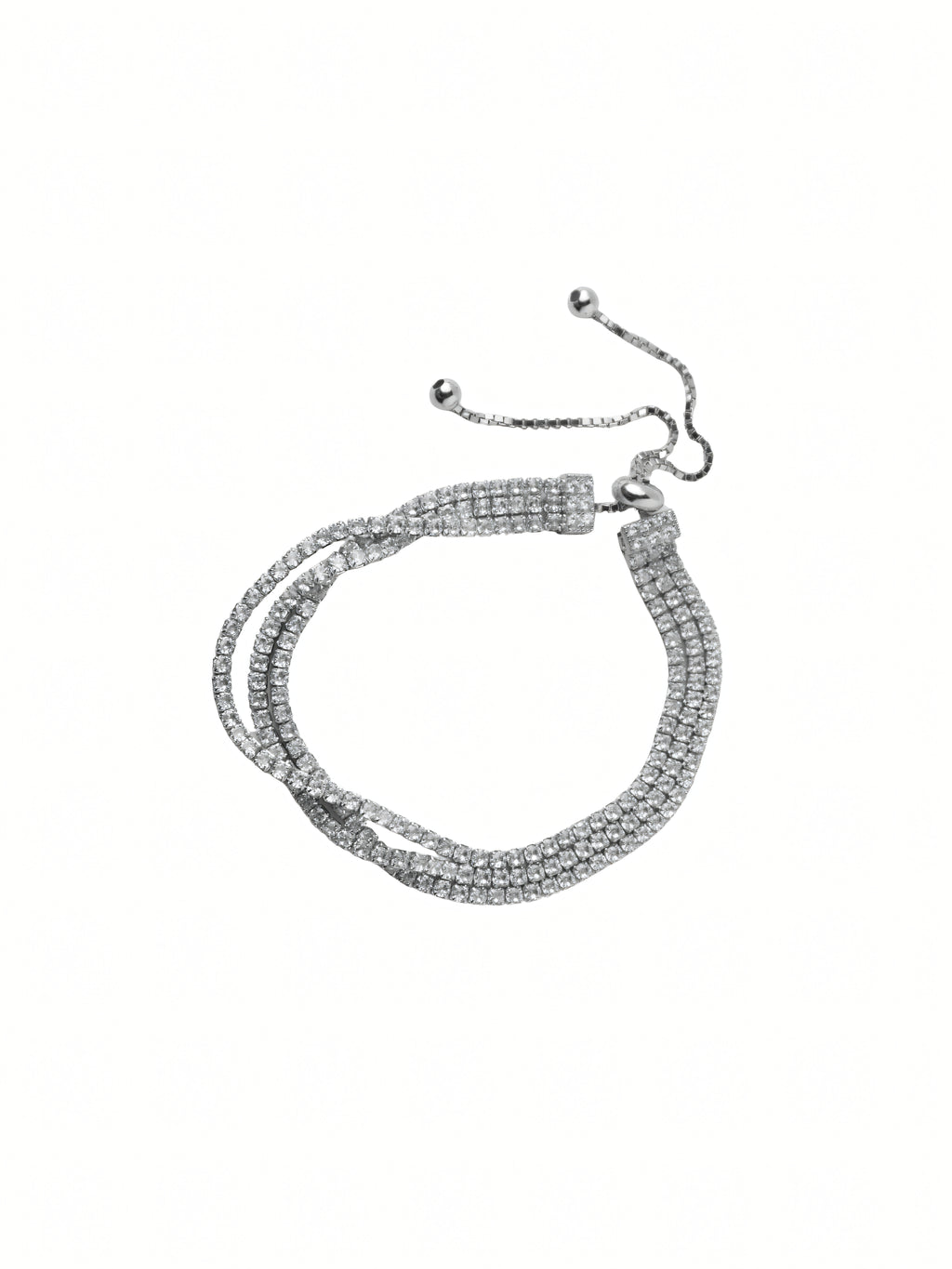 Silver Triple Row CZ Tennis Bracelet