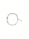 Silver Infinity Link Bracelet with Blue Crystal Accents