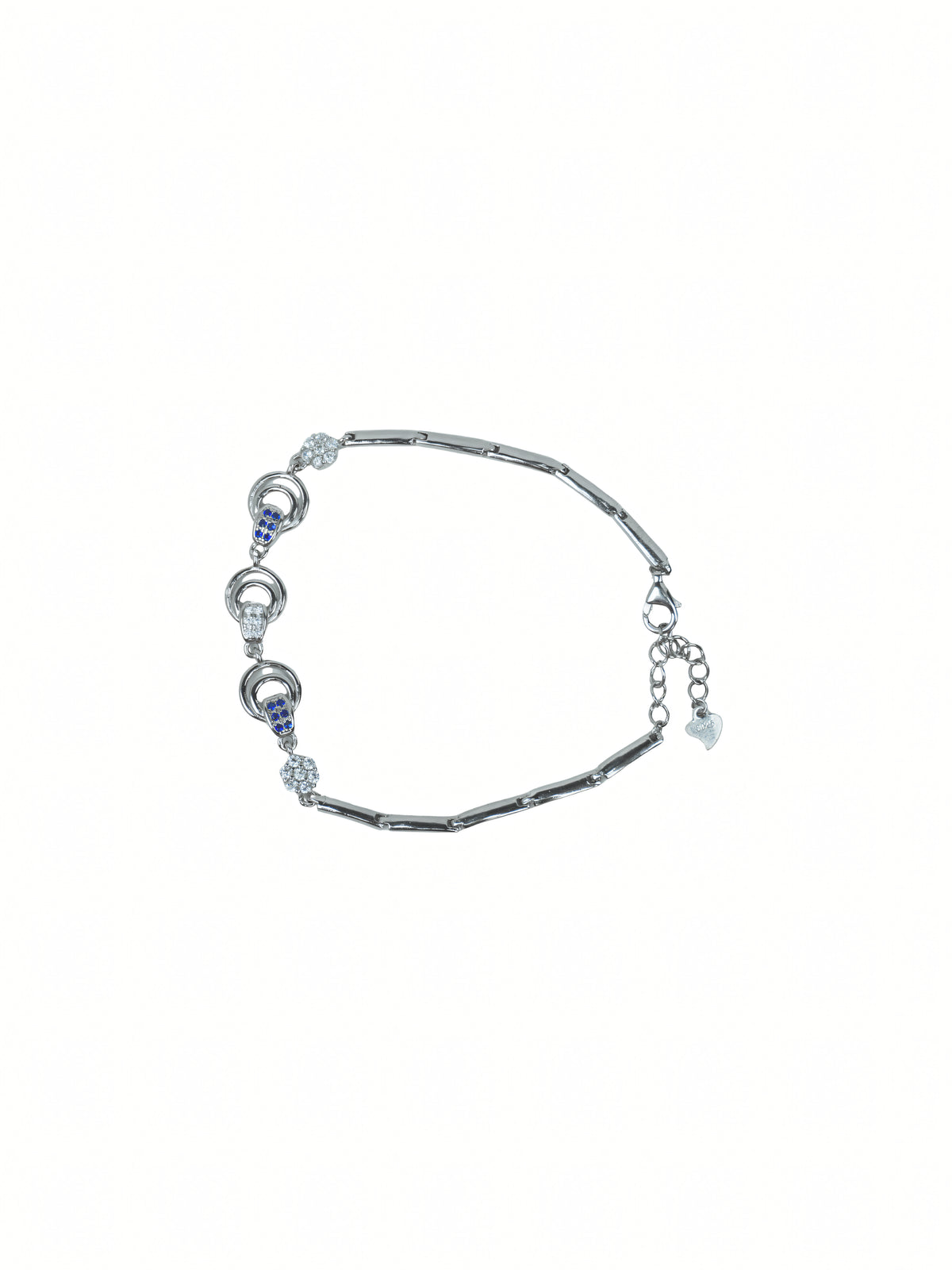 Silver Orbit Blue Stone Bracelet