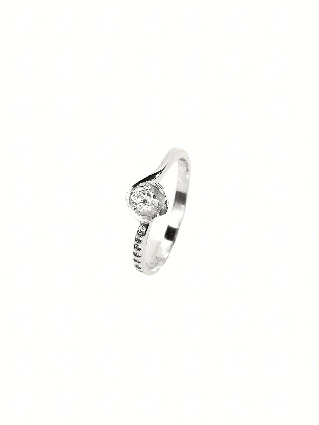 Silver Veda Solitaire Ring