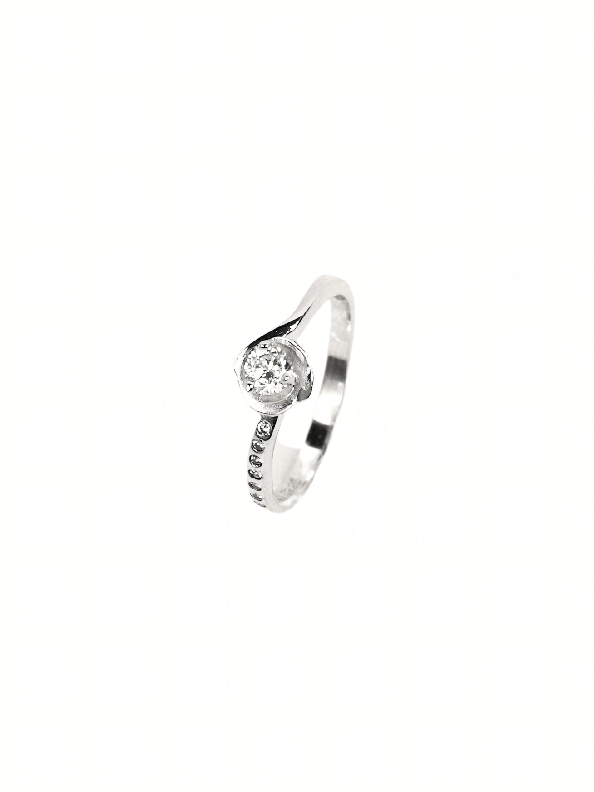 Silver Veda Solitaire Ring