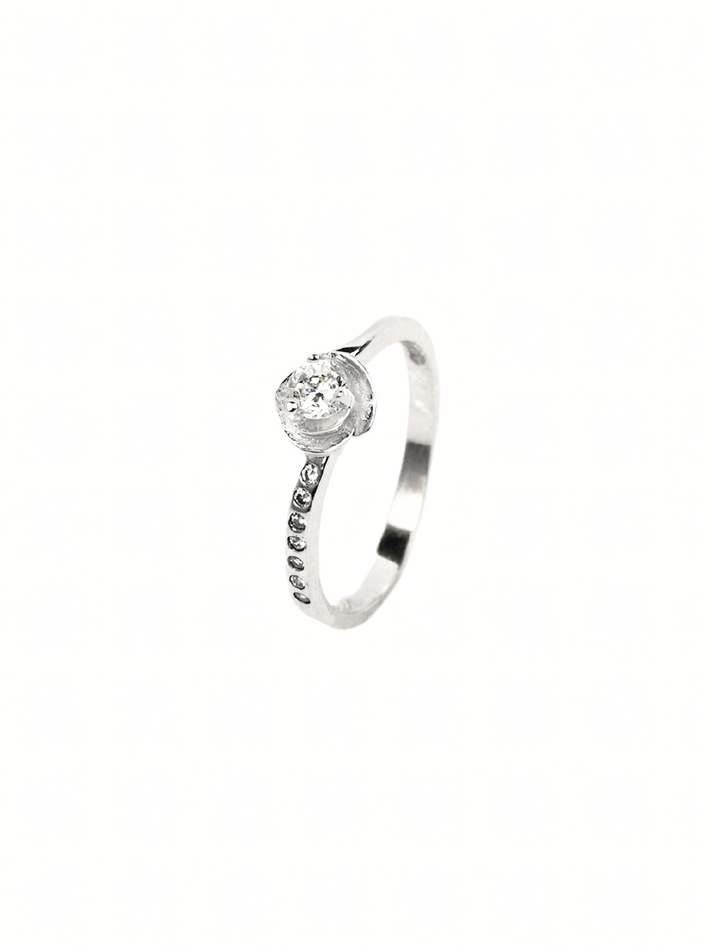 Silver Veda Solitaire Ring