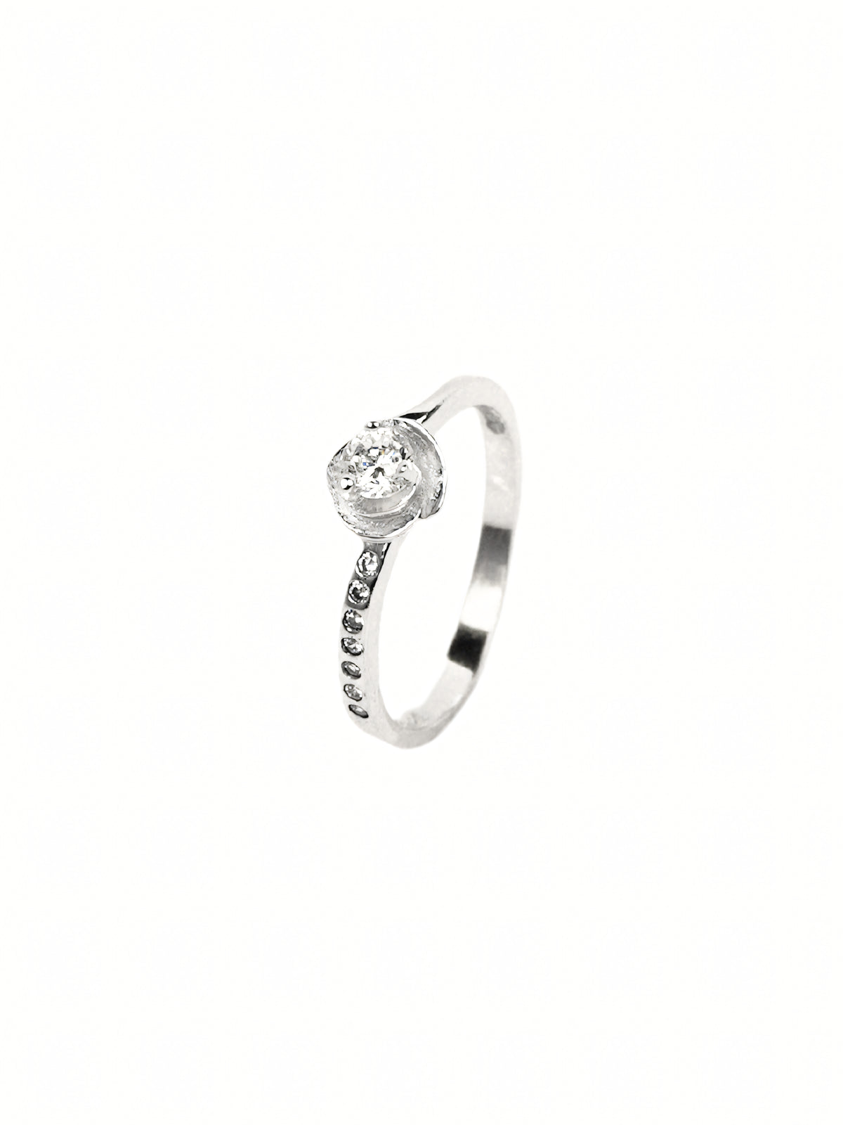 Silver Veda Solitaire Ring