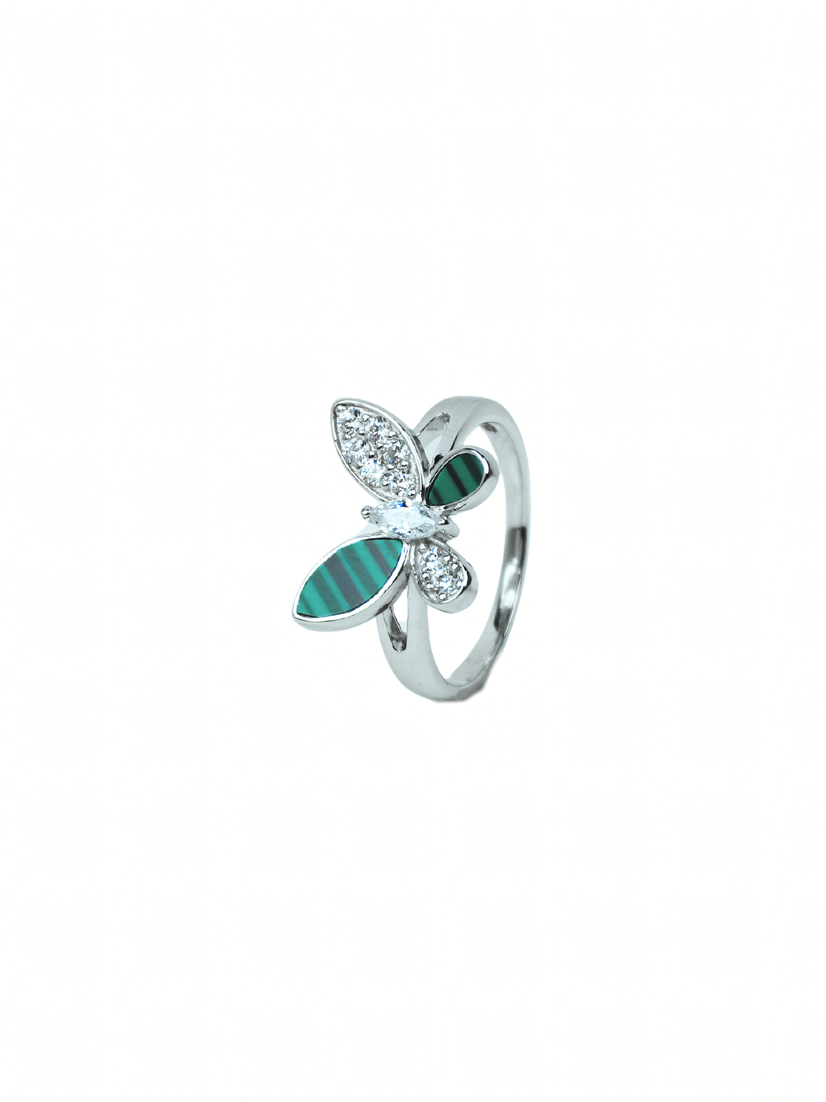 Silver Butterfly Malachite Ring