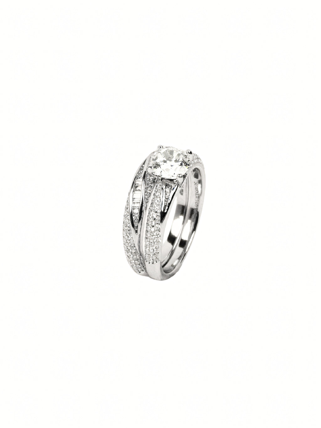 Silver Pavé Solitaire Ring