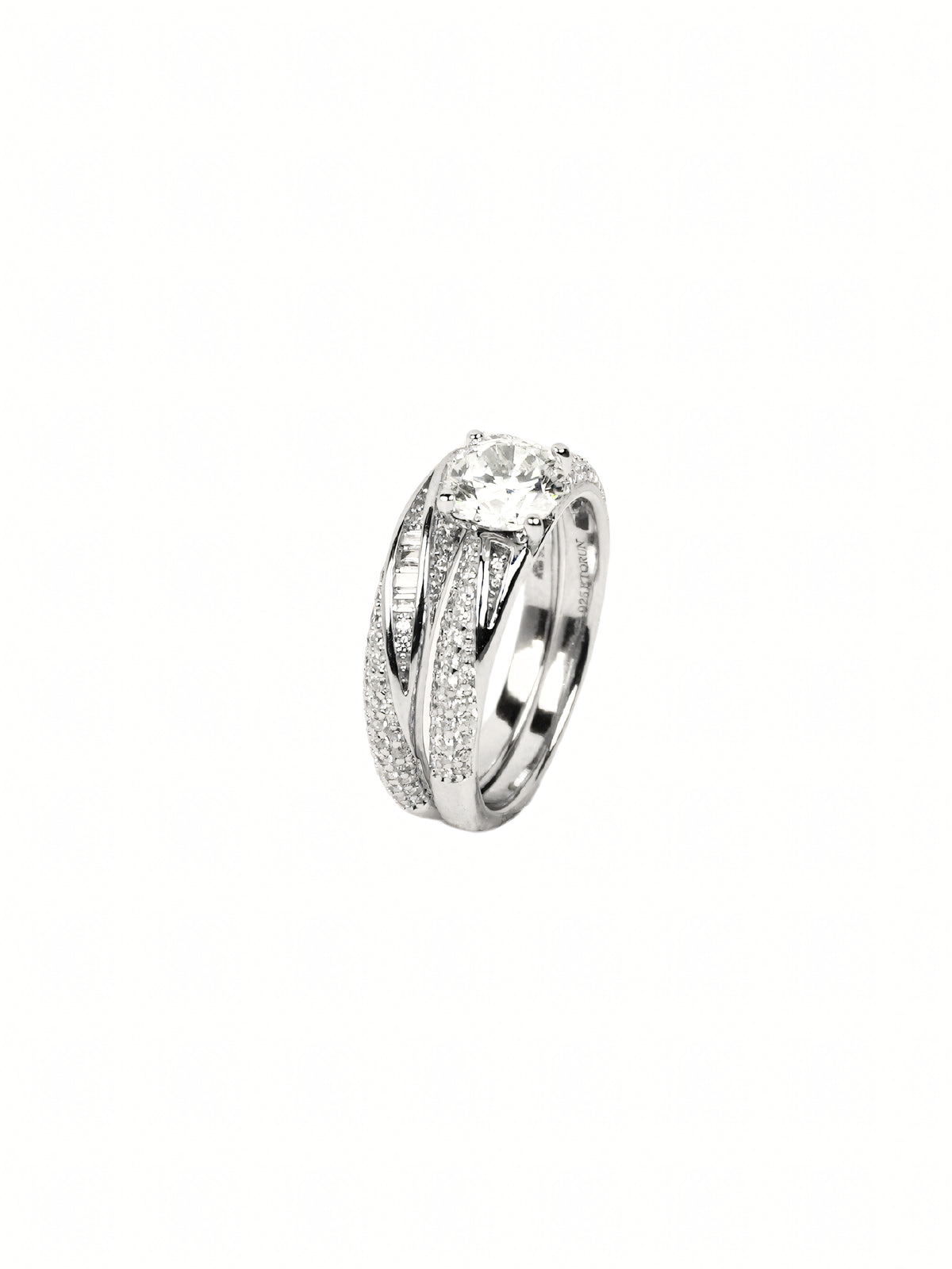 Silver Pavé Solitaire Ring