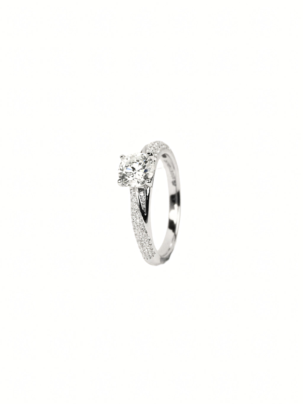 Silver Pavé Solitaire Ring