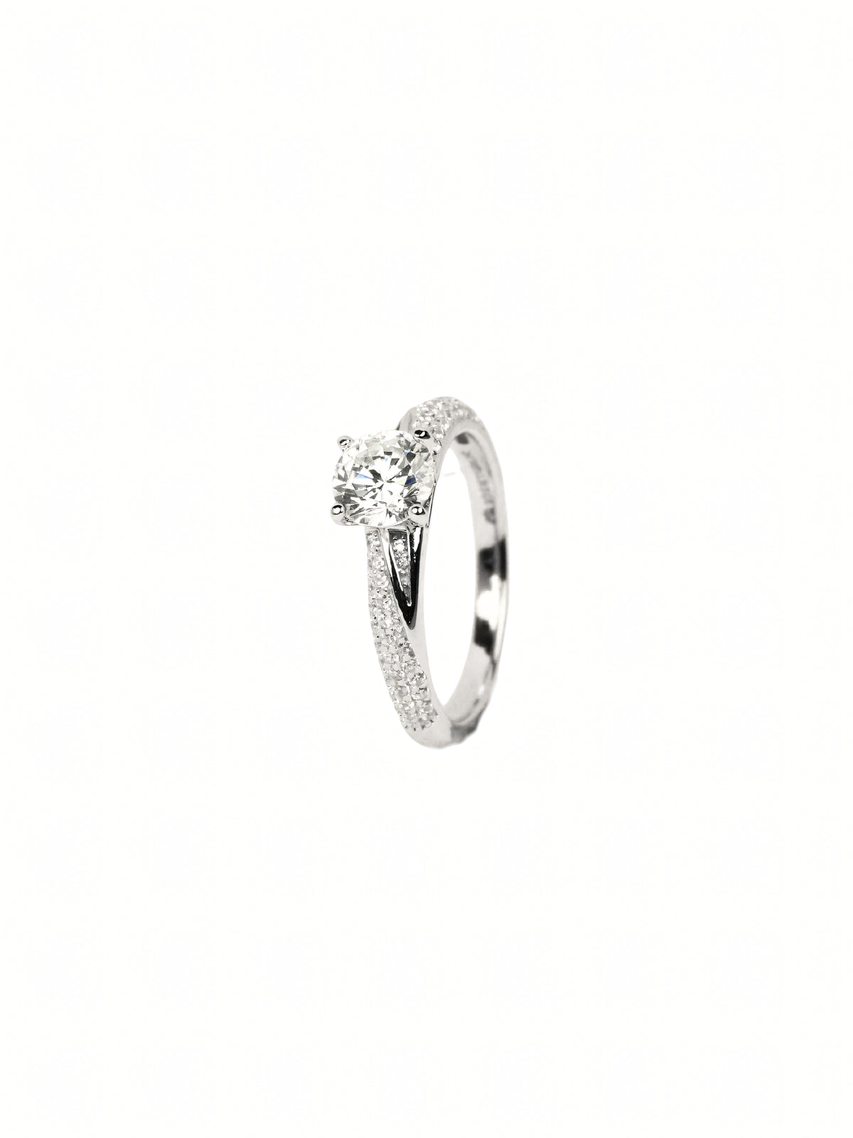 Silver Pavé Solitaire Ring