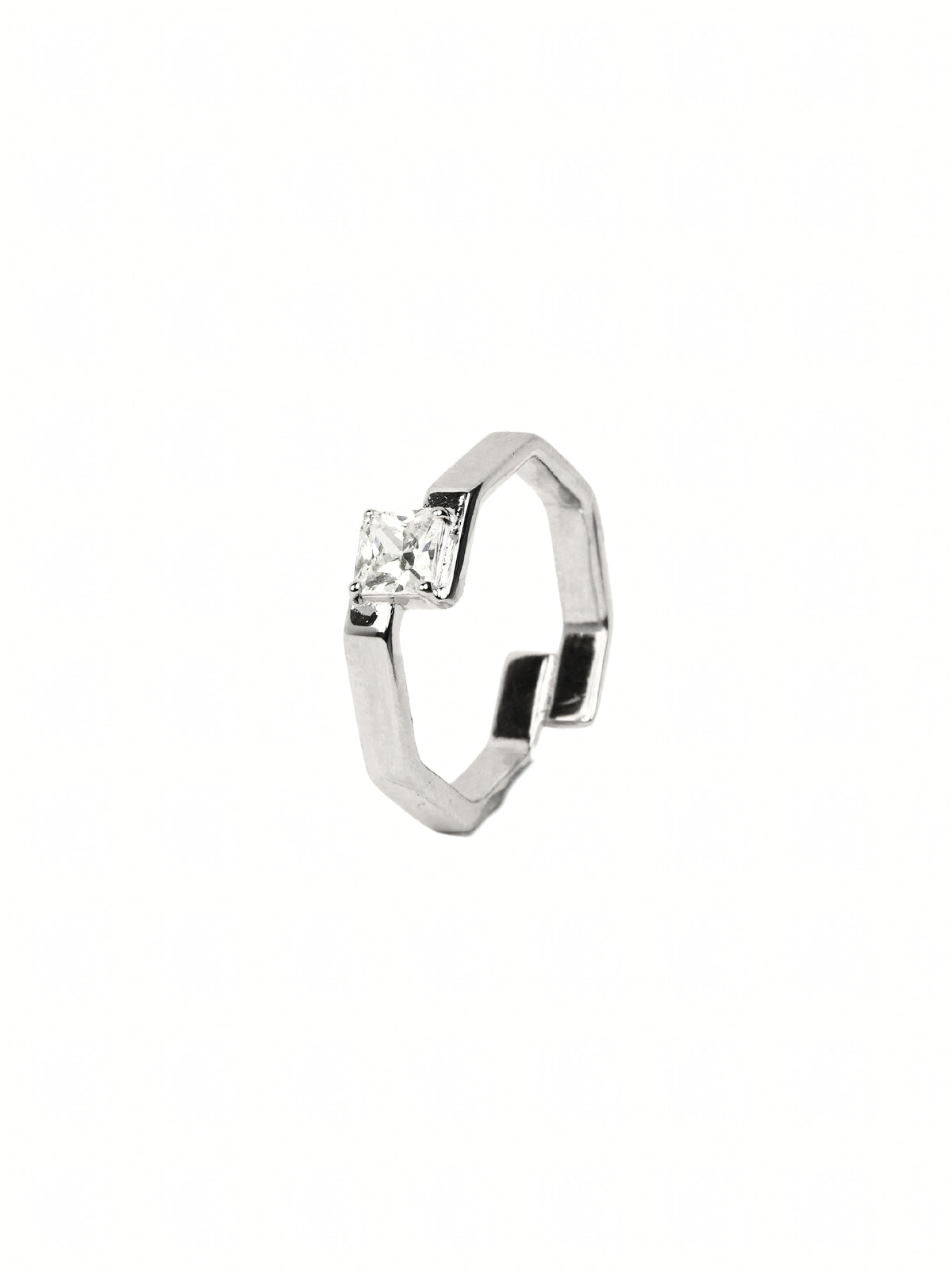 Silver Princess-Cut Ring