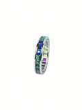 Silver Rainbow Baguette Ring
