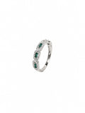 Silver Green Baguette Ring