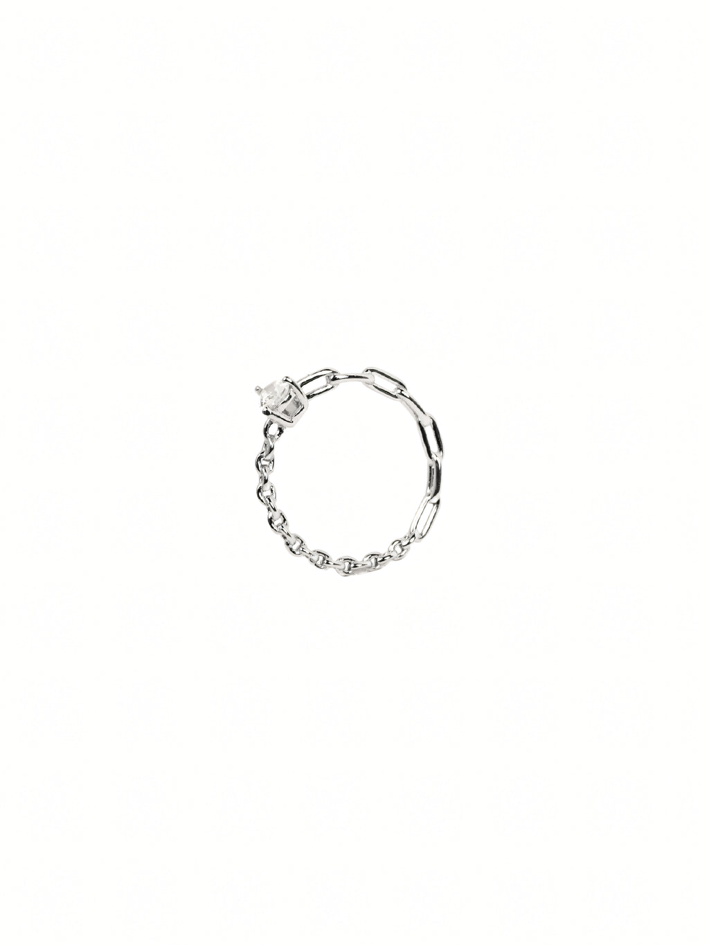 Silver Oval Solitaire Ring