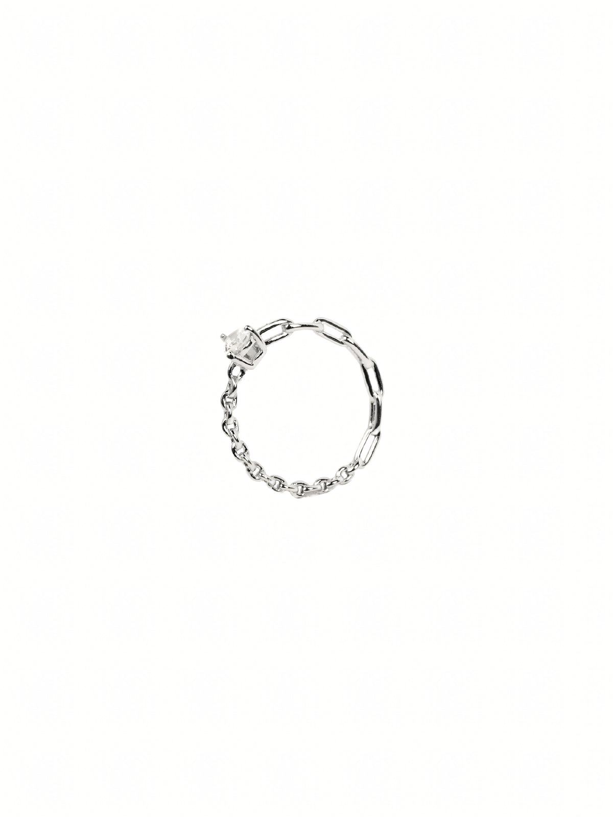 Silver Oval Solitaire Ring